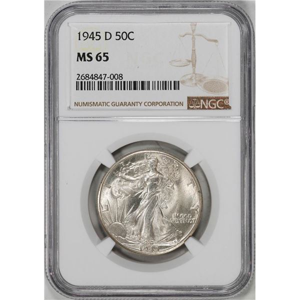 1945-D Walking Liberty Half Dollar Coin NGC MS65