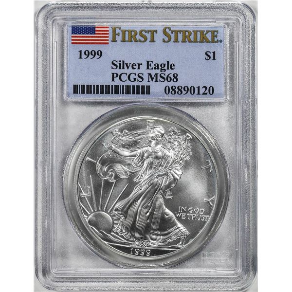 1999 $1 American Silver Eagle Coin PCGS MS68 First Strikes