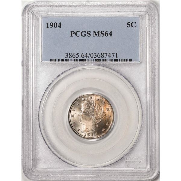 1904 Liberty V Nickel Coin PCGS MS64