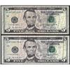 Image 1 : Lot of (2) 2006 $5 Federal Reserve Notes Fancy Radar Serial Numbers