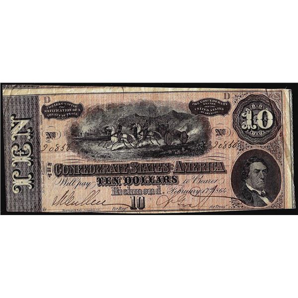 1864 $10 Confederate States of America Note