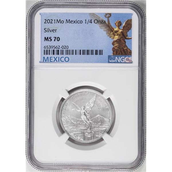 2021-Mo Mexico 1/4 oz Silver Libertad Coin NGC MS70