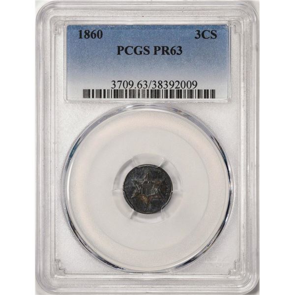 1860 Proof Three Cent Silver Coin PCGS PR63