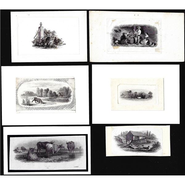 Lot of (6) 1800's Vignette from Original Proof Plates