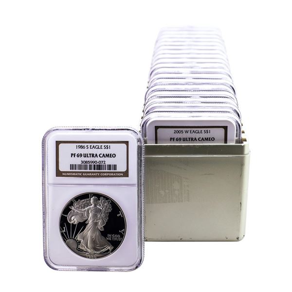 Set of 1986 - 2005 $1 Proof American Silver Eagle Coins NGC PF69 Ultra Cameo