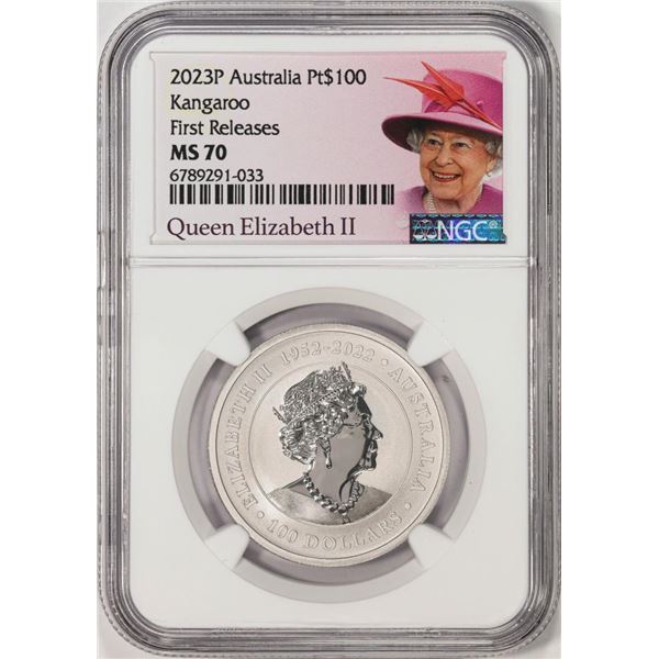 2023P Australia $100 Kangaroo 1oz Platinum Coin NGC MS70 First Releases