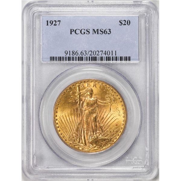 1927 $20 St. Gaudens Double Eagle Gold Coin PCGS MS63