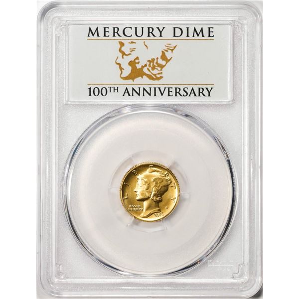 2016-W Mercury Dime Gold Centennial Commemorative Coin PCGS SP70 First Strike