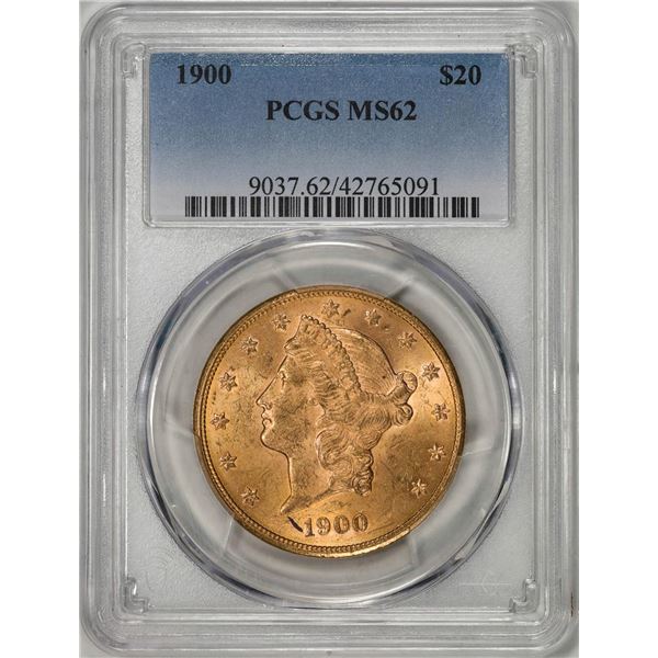 1900 $20 Liberty Head Double Eagle Gold Coin PCGS MS62