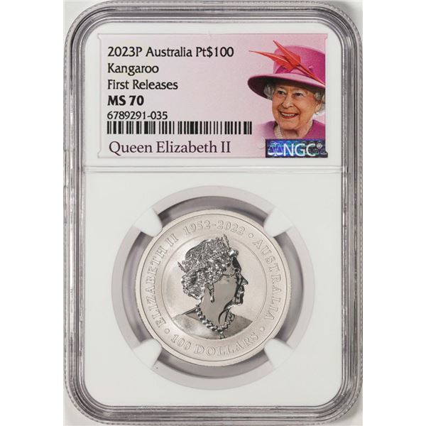 2023P Australia $100 Kangaroo 1oz Platinum Coin NGC MS70 First Releases