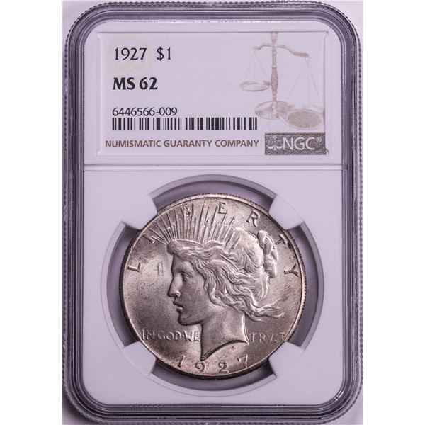 1927 $1 Peace Silver Dollar Coin NGC MS62