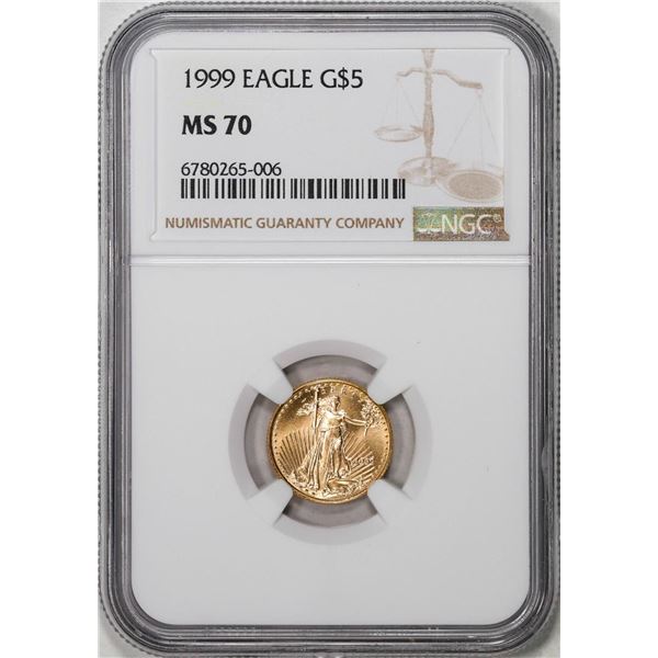 1999 $5 American Gold Eagle Coin NGC MS70