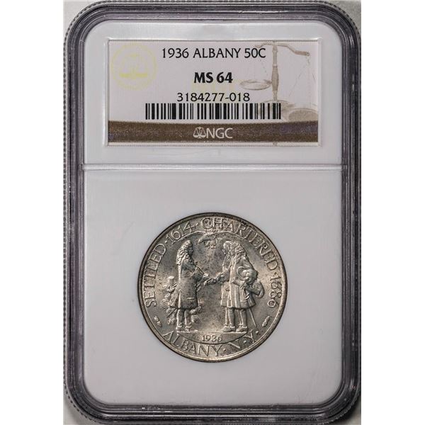 1936 Albany New York Commemorative Half Dollar Coin NGC MS64