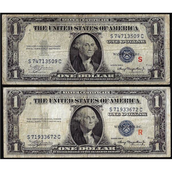 Pair of 1935A $1 Experimental "R" & "S" Silver Certificate Notes