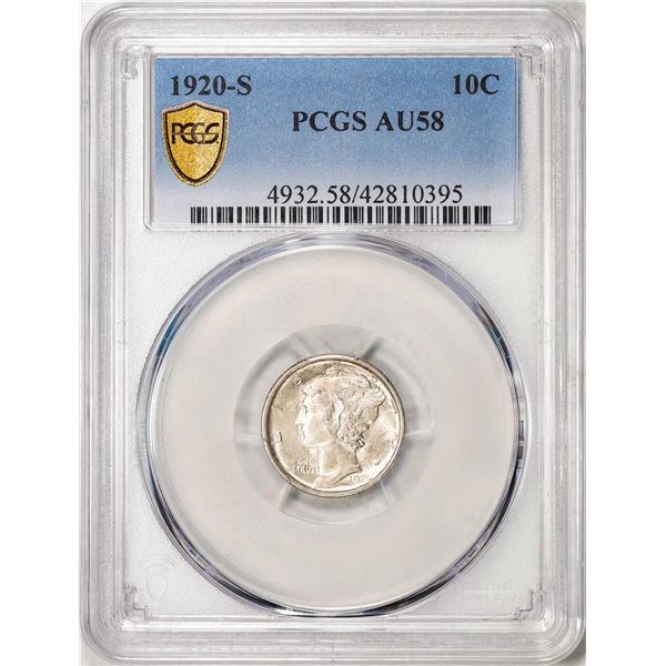 1920-S Mercury Dime Coin PCGS AU58