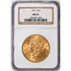 Image 1 : 1895 $20 Liberty Head Double Eagle Gold Coin NGC MS61