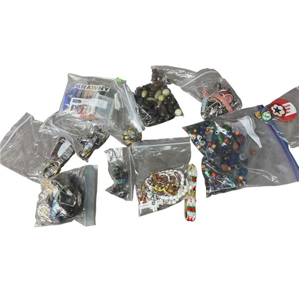 Box Lot of Beads, Watch Parts, Jewelry Parts and More