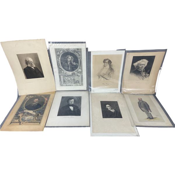 Vintage Lithograph/Etching Prints of Famous Histroic Figures Lot