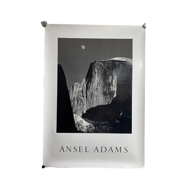 Ansel Adams Moon and Half Dome, Yosemite National Park, California Vintage Lithograph Poster