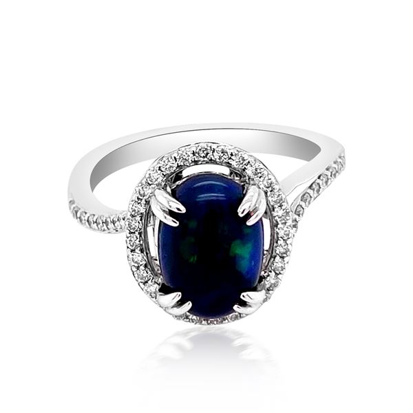 2.02ct Natural Opal 14K White Gold 3.57gm Ring