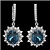 14k Gold 12.00ct Topaz 1.90ct Diamond Earrings