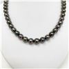 Image 3 : 8-10mm Tahitian Aubergine Near-Round Pearl Necklace with Gold Clasp