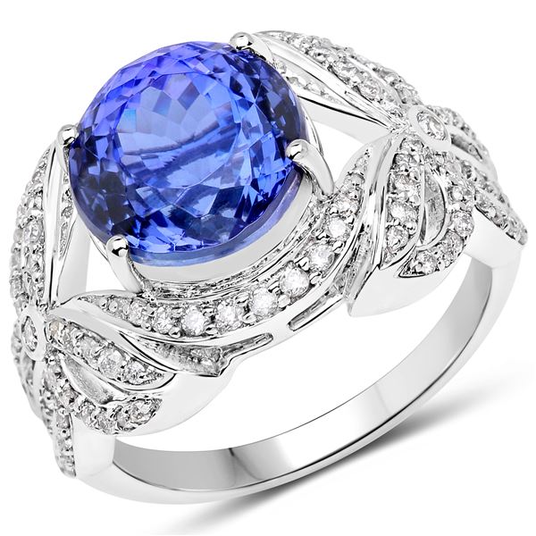 5.41ct Tanzanite 14K White Gold Ring