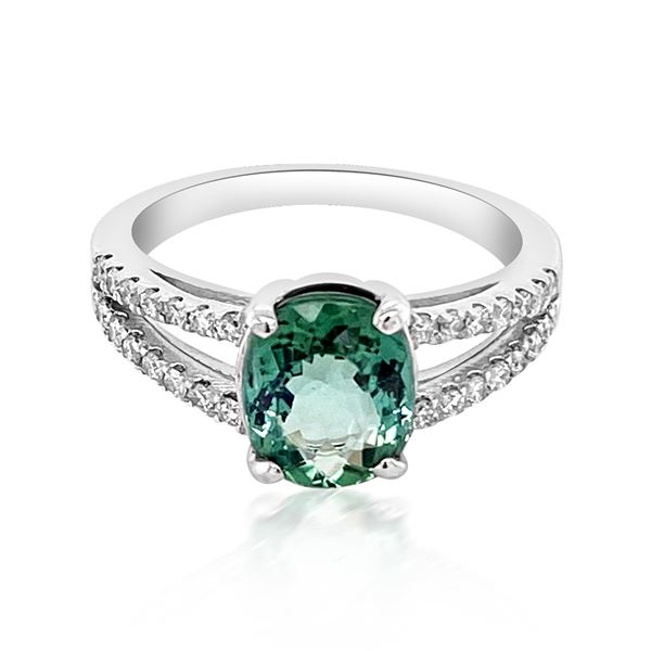 1.89ct Natural GREEN TOURMALINE 14K White Gold 2.8gm Ring