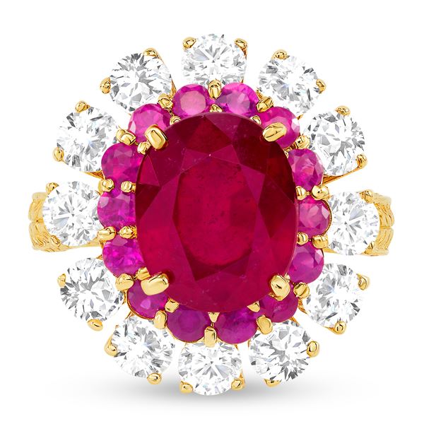 6.24ct Oval Ruby & Diamond Ring