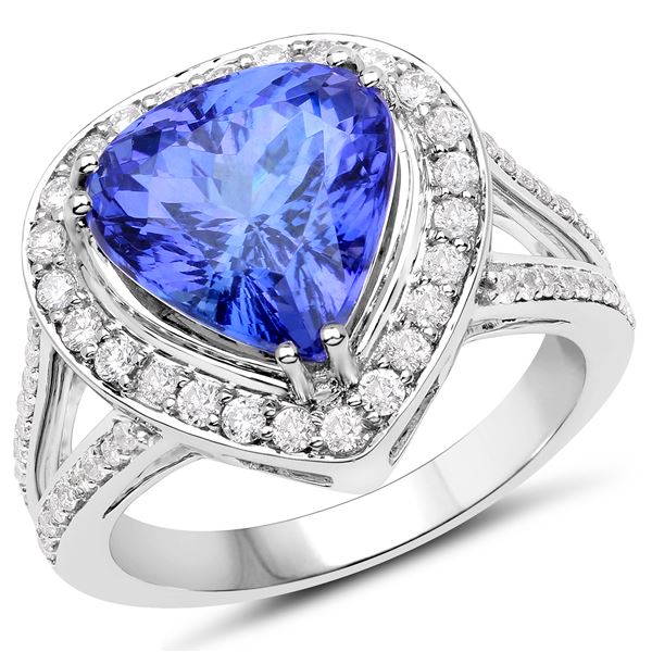 5.46ct Tanzanite 14K White Gold Ring