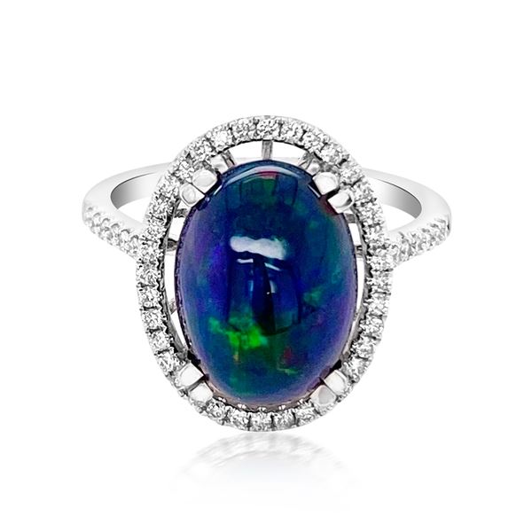 3.13ct Natural OPAL 14K White Gold 3.76gm Ring