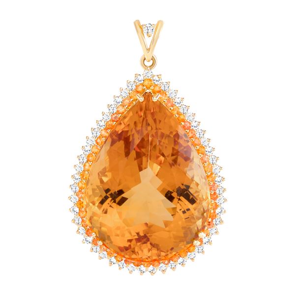 101.5ct citrine, sapphire & diamond pendant