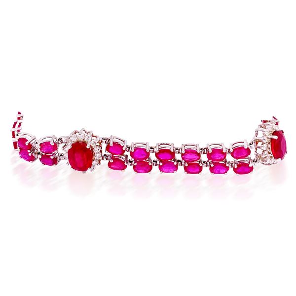 27.08ct RUBY 14K WHITE Gold 23.1gm Bracelet