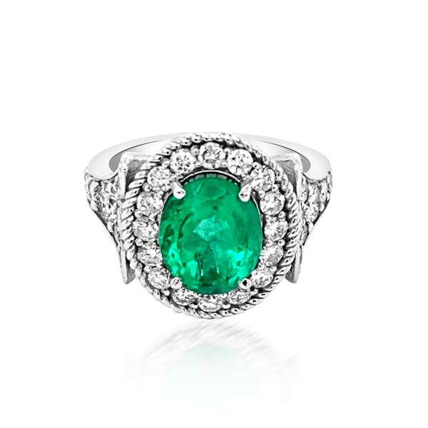 2ct Natural Emerald 14K White Gold 6.2gm Ring