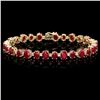 Image 1 : 14k Gold 21.00ct Ruby 0.90ct Diamond Bracelet