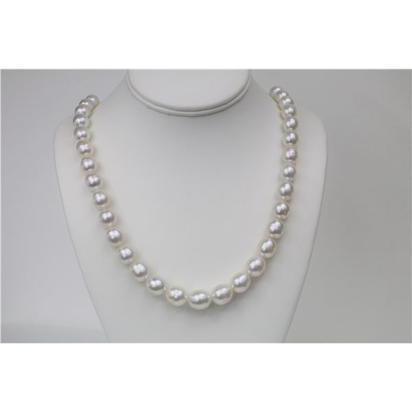 10-12mm South Sea Oval Necklace with Gold Clasp