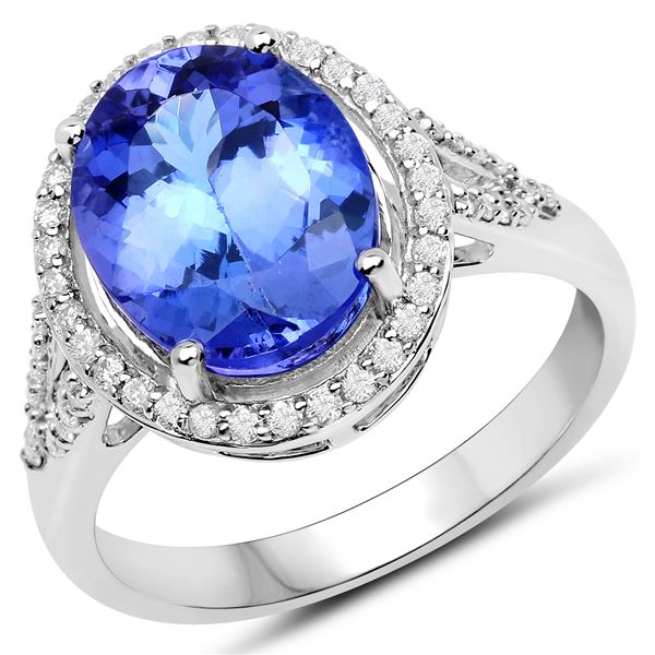 4.35ct Tanzanite 14K White Gold Ring