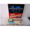 Image 1 : (3) Board Games - Monopoly, Globetrotters,  Rummy-Up