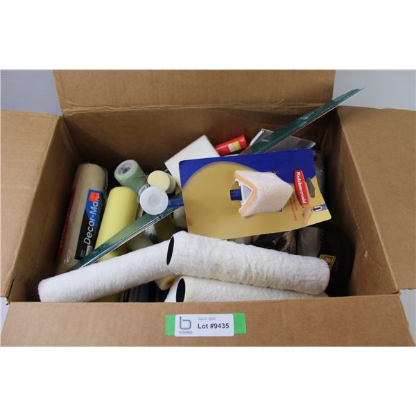 Large Box of Painting Supplies - Rollers, Corner Painters, Edging Tools