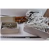 Image 1 : Box of Plastic Hangers, Blinds and High Heel Shoes-Size 8 Women's