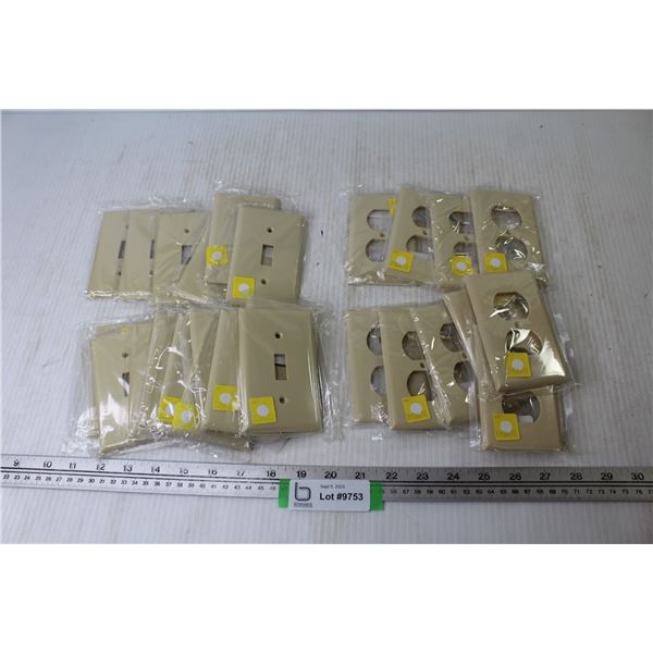 (15) Almond Switch Covers - (10) Plug Covers  (NIB)