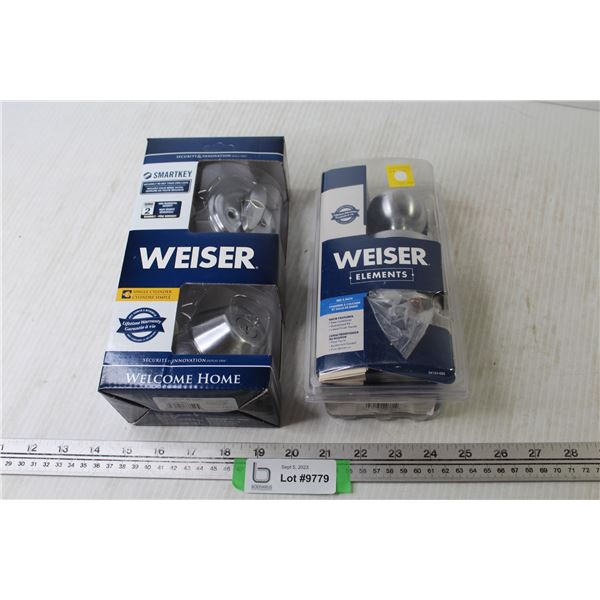 (2X BID PRICE) Weiser Smart Key Single Cylinder (re key your own lock) - Weiser Bed & Bath Knob Set