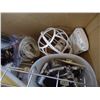 Image 7 : Box of Variety-Electrical, Metal hanger Brackets, Halogen Light, Door Knobs ,Cords, Thermostat