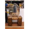 Image 1 : *Burled Maple 6 Drawer Vanity Dresser with Mirror - 16" x 40" x 63" (Back Moulding is Coming Off)