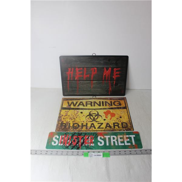 (3) Halloween Tin Signs