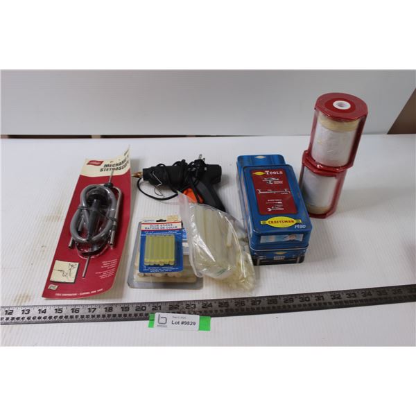 Glue Gun and Glue Sticks, Mechanic's Stethoscope, and Other Tools