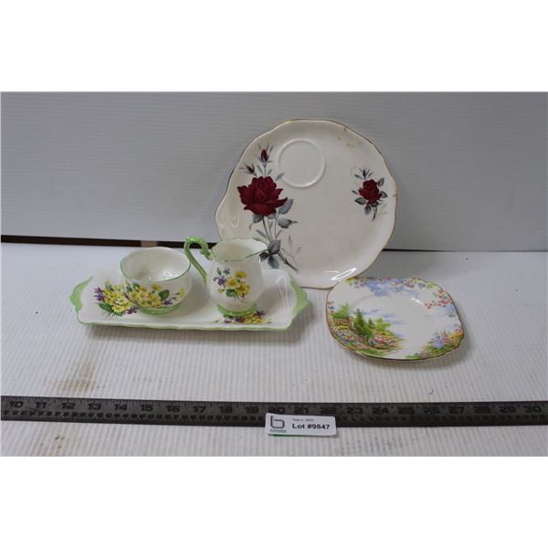 Cream and Sugar Set + Dainty Saucer and Plate