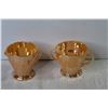 Image 5 : Blue Glass Dish w/Lid - Fire King Peach Luster Creamer & Sugar Bowl - (3) Vases