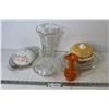 Image 1 : Glass Dish w/Lid - Oval Glass Lids - (2) Vase - Oval Glass Lids Divided Glass Tray
