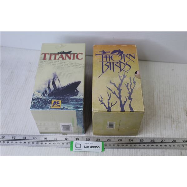 (2) Box Sets 0f VHS Tapes - Titanic - The Thorn Birds